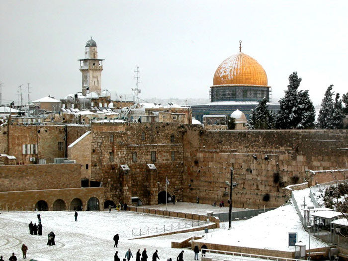 Neve em Jerusalém — Muro das Lamentações